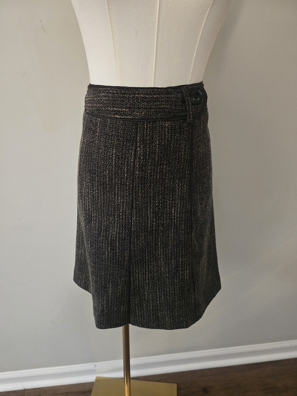 Ann Taylor Petite Tweed Skirt with Button Waist